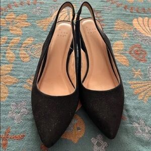 A New Day Women's Black Pointed Slingback Heels